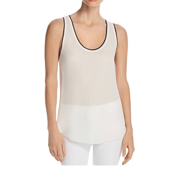Theory Sheer silk racerback tank top Off White L - Picture 1 of 8